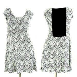Candie's White Lace Black Contrast Skater Dress